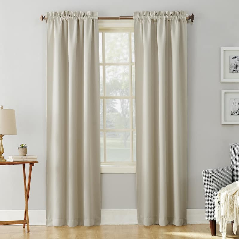 Sun Zero Hayden Energy Saving Blackout Rod Pocket 1-Piece Curtain Panel, Single Panel - 40x84 - Pearl