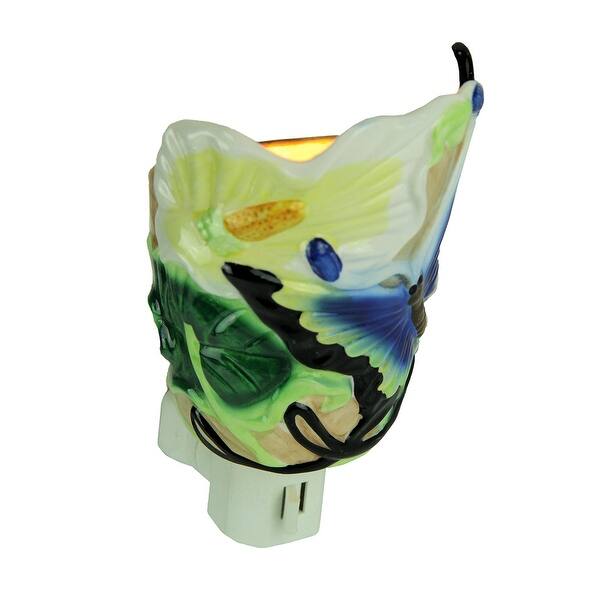 Shop Blue Butterfly And Calla Lily Porcelain Plug In Night Light 5 5 X 3 75 X 3 Inches Overstock 24206942