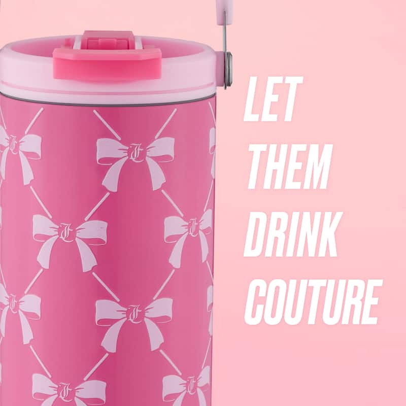 Juicy Couture Flip Fusion Hydration Stainless Steel Screw Top Tumbler with Flip Handle