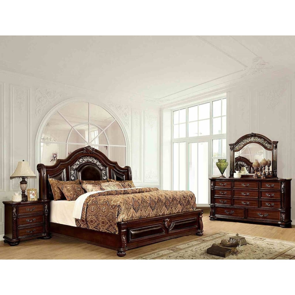 Expresso Finish Traditional 4pc Bedroom Furniture Set