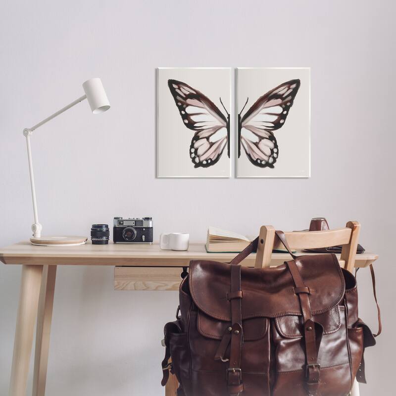 Stupell Muted Symmetrical Butterfly Wings 2 Piece Wall Plaque Art Set by House Fenway