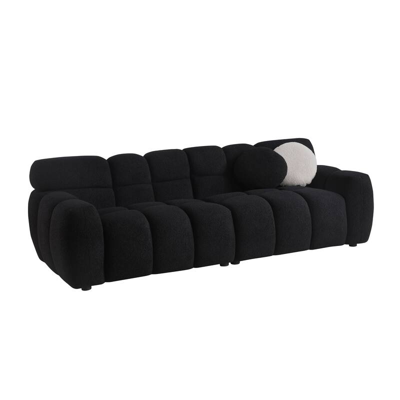 Modern 3-Seat Boucle Sofa with Clean Lines and Plush Cushions