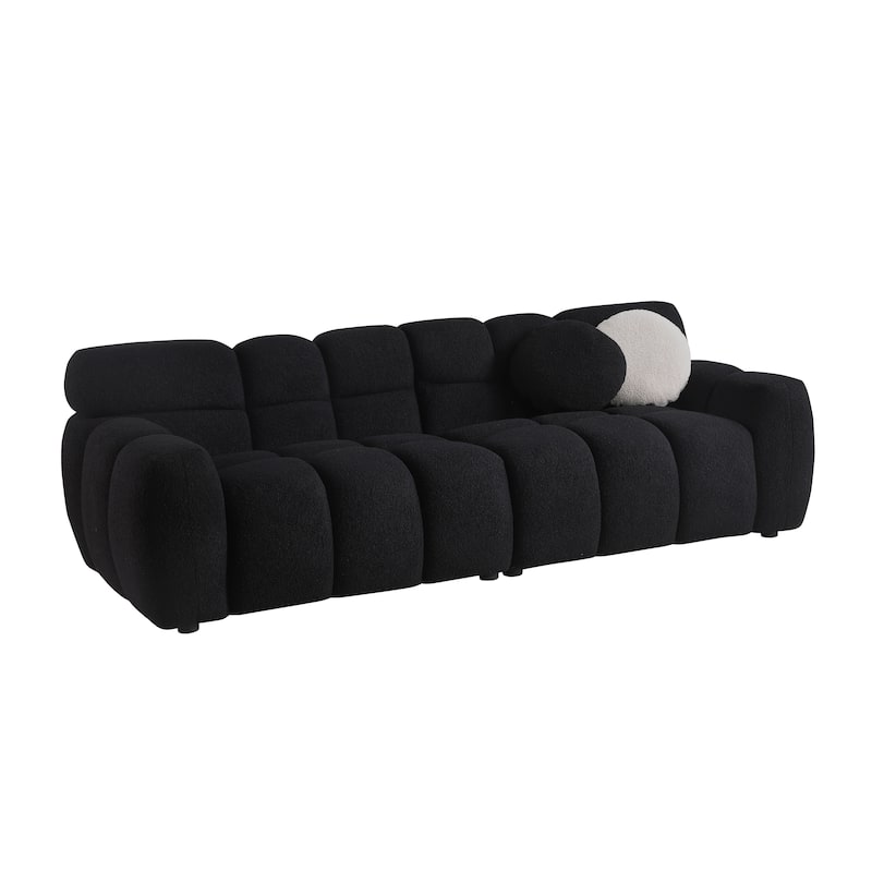 Wayna Modern Square Sofa, Sherpa Thick Cushion Double Sofa