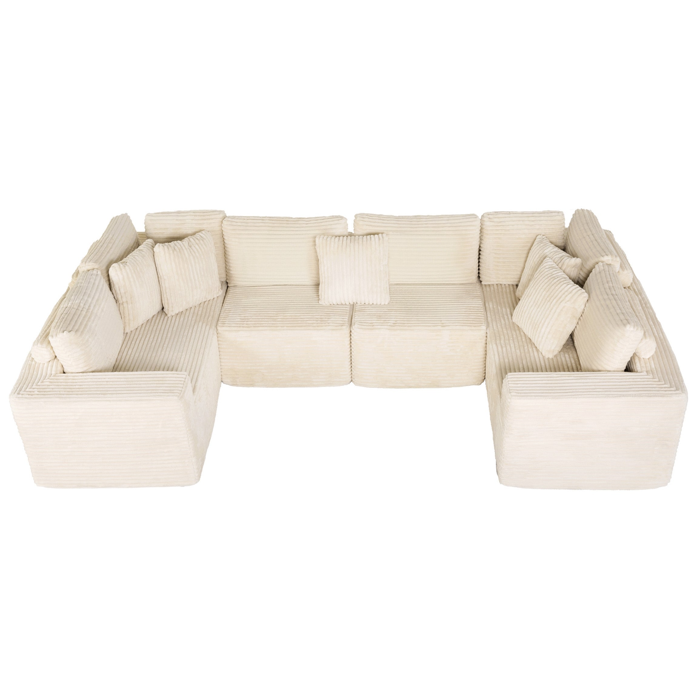 135.43" Corduroy Modular U-Shaped Sectional Sofa with Reversible Chaise Lounge and Easy Assembly (6-Seater)