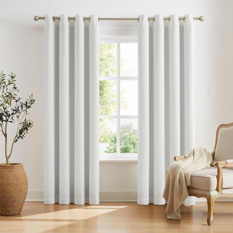 Sun Barrier Snap In Blackout Liner Grommet Panel Pair - (2) 52x84 - 84 Inches - White