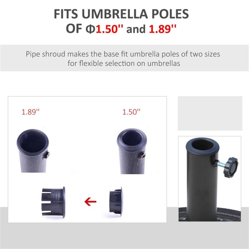 Adjustable Bronze Polyresin Umbrella Base with Hand-Turn Knob Fits 1.5 Inch and 1.89 Inch Poles - 17.25" diameter x 13.5" H
