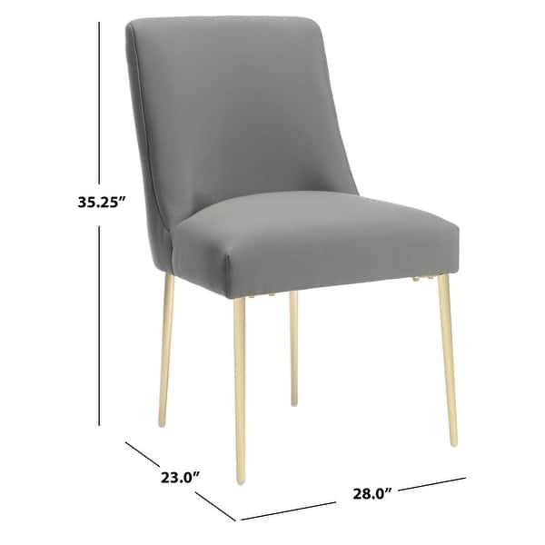 dimension image slide 8 of 12, SAFAVIEH Couture Nolita Velvet Accent Chair - Mustard / Brass - 28"x23"x35.3" - 28" W x 23" D x 35" H