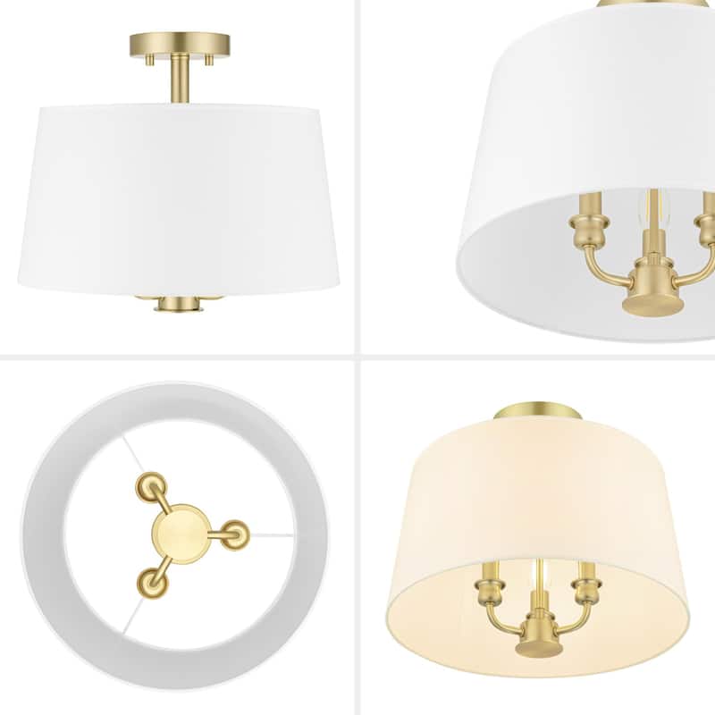 Prominence Home Billet Convertible Pendant/Semi-Flush with Fabric Shades
