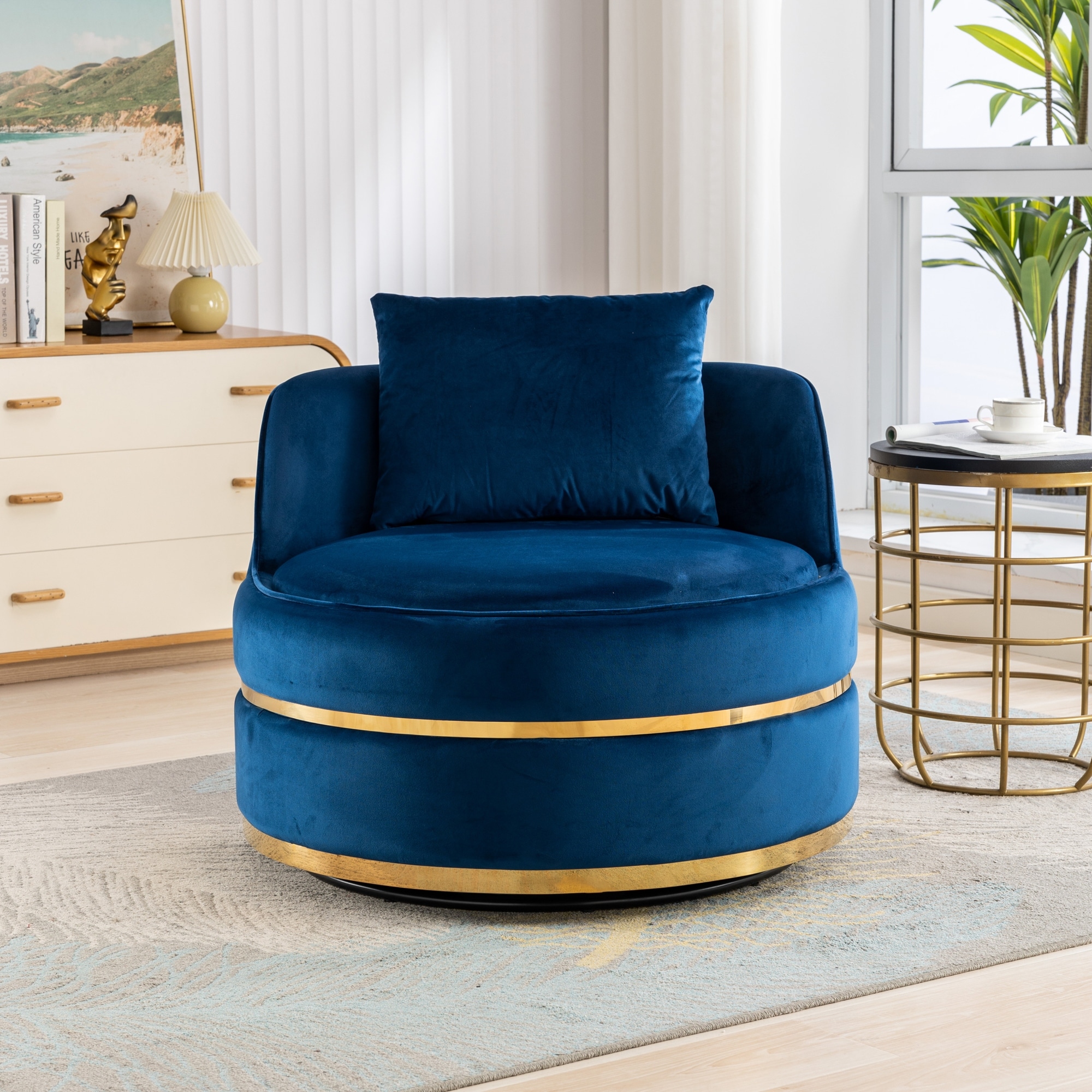 Oversized blue hotsell accent chair
