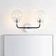 preview thumbnail 59 of 154, JONATHAN Y Bevin Contemporary Transitional Iron/Glass LED Vanity Light 2-Light - Chrome/Black
