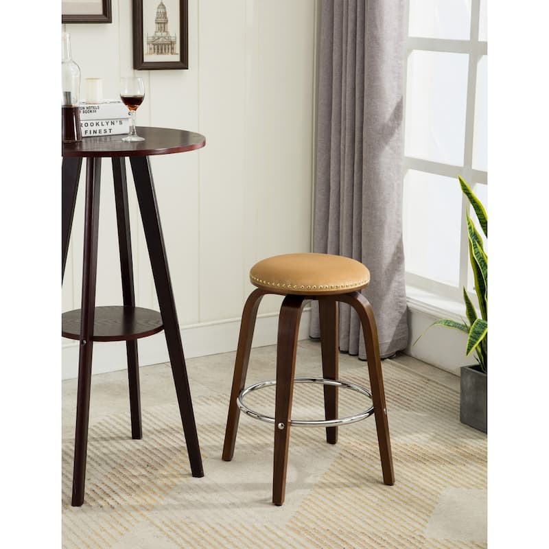 Porthos Home Rocco Suede Fabric Upholstered Swivel Counter Stools with Beechwood Legs, Set of 2