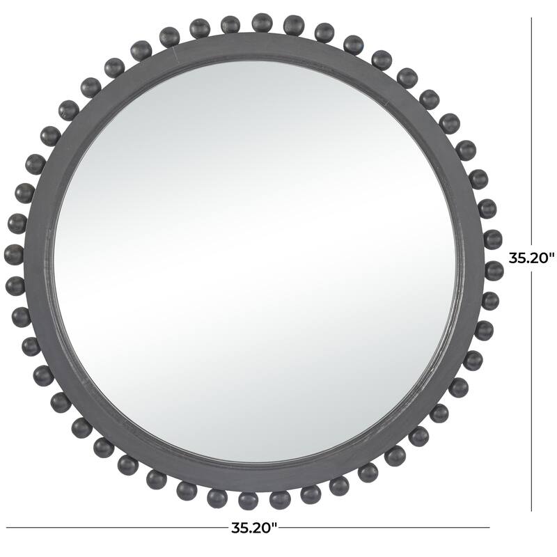 Mango Wood Room Wall Mirror with Beaded Detailing - Black or Gold - Roche River Decor