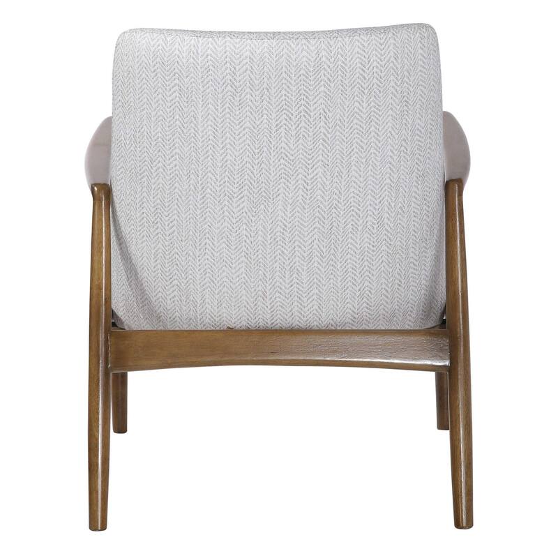 32" White and Brown Contemporary Accent Chair