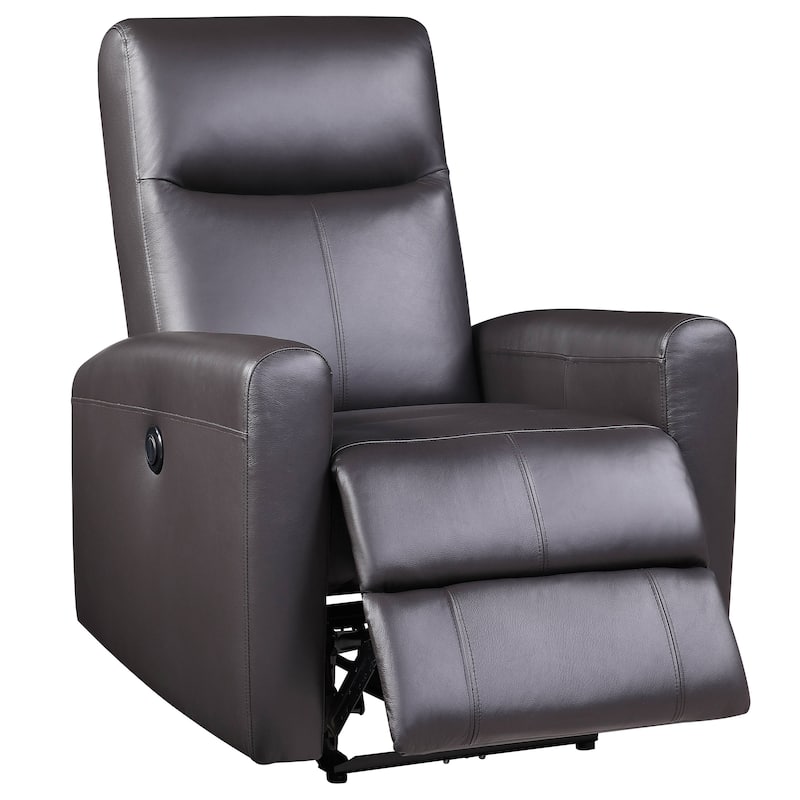 Brown Power Recliner With Square Armrest