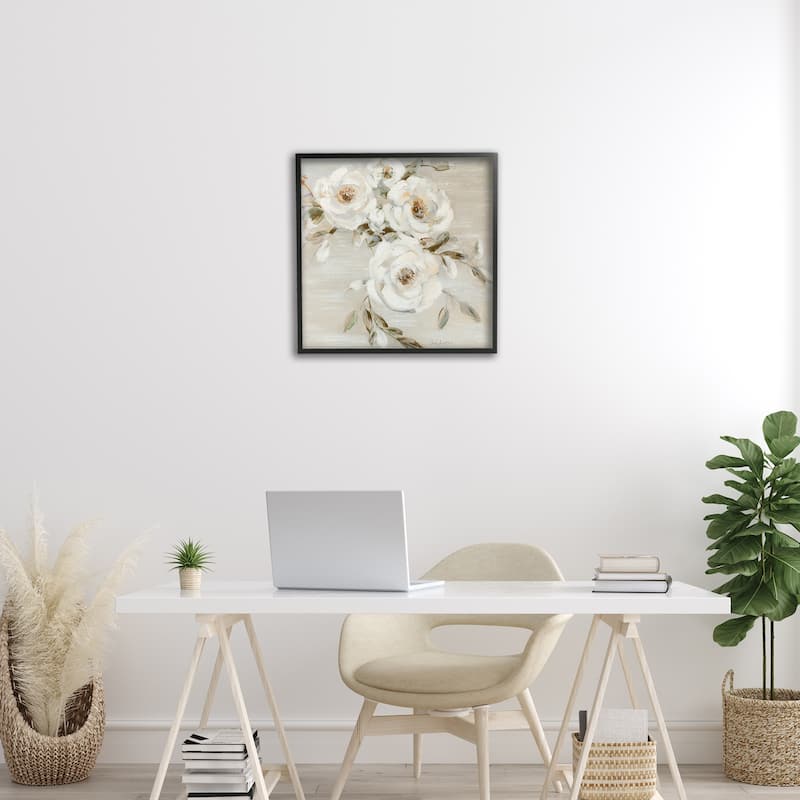 Stupell Neutral Rose Trio Framed Giclee Art Design By Sally Swatland