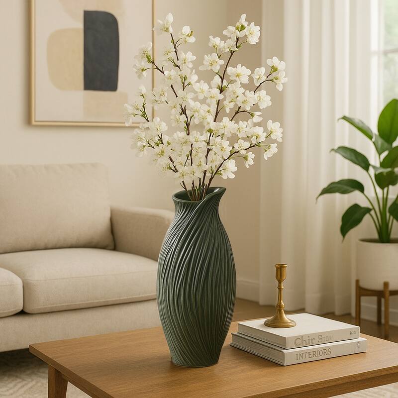 Ceramic Stylish Rubpert Contemporary Vase - Green