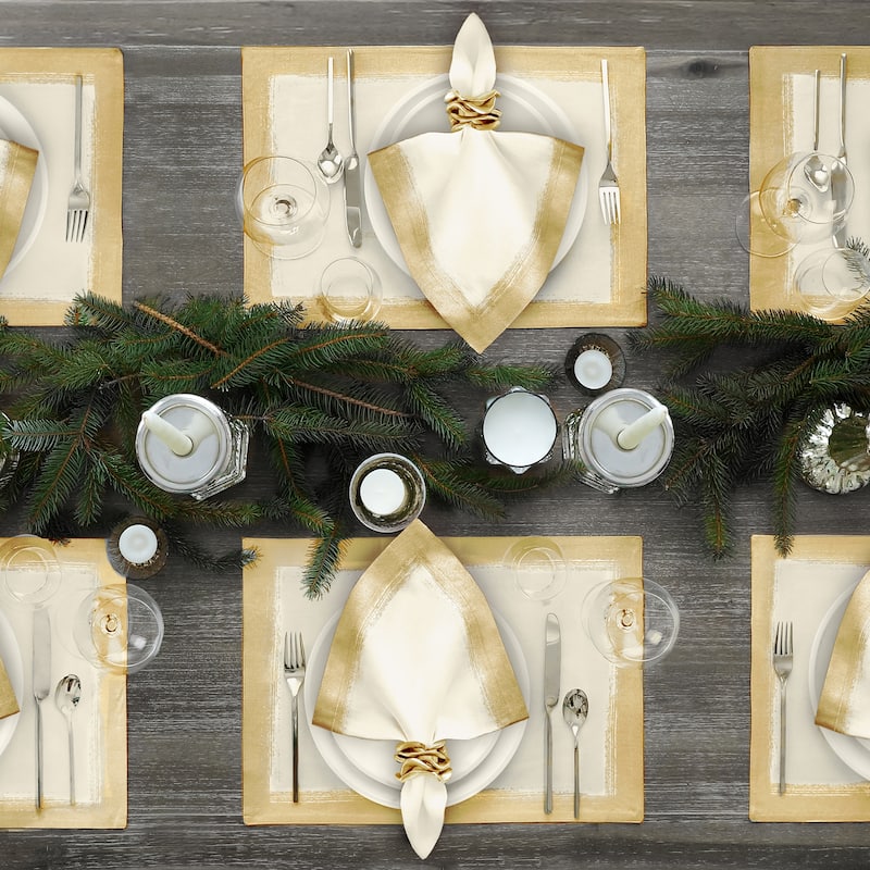 Villeroy and Boch Metallic Brushstroke Placemats (Set of 4) - 14" w x 20" l - Ivory