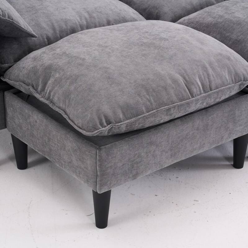 2-Seater U-Shaped Convertible Combination Sofa with Footstools and Storage