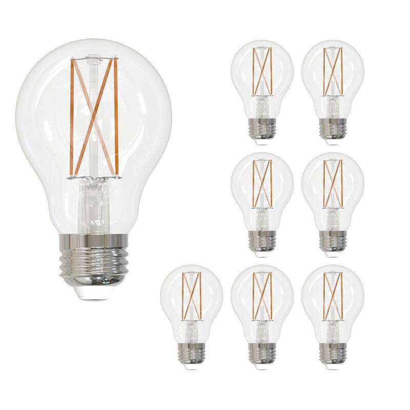 Bulbrite Pack of (8) 7 Watt Dimmable Clear Filament A19 Medium (E26) LED Bulb - 800 Lumens, 2700K, and 80 CRI
