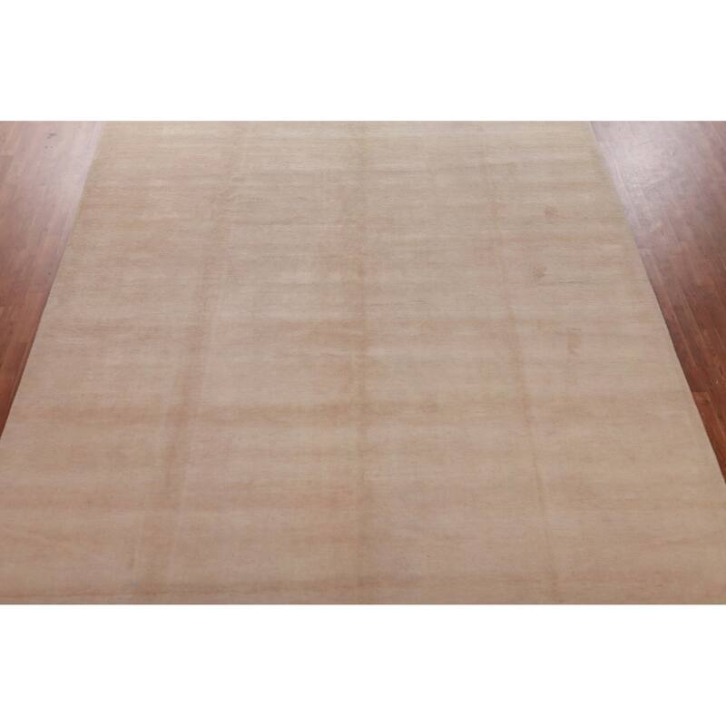 Hand Knotted Oriental 100% Wool Carpet Modern Solid Peach Gabbeh Area Rug - 14' 4'' X 10' 1''