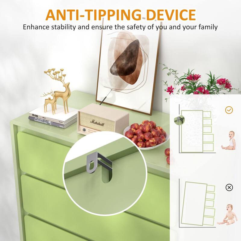 VEIKOUS 5-Drawer Chest of Dresser Storage Clothes Organizer for Bedroom, Organizers and Storage with Anti-Tipping Device