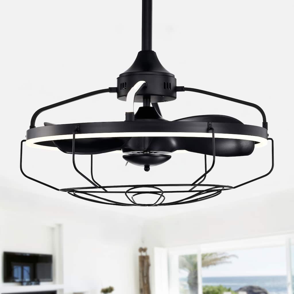 Dhooma 25 Inch Chrome Finished Modern LED Ceiling Fandelier with Remote
