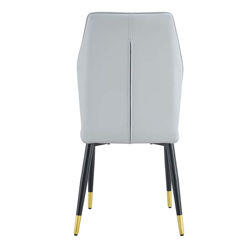 8 Modern Dining Chairs With Stylish Pu Patterned Backrest And Black Metal Legs For Kitchen, Bedroom And Office