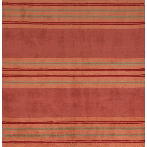 Clearance Modern Striped Gabbeh Oriental Rug Hand-tufted Wool Carpet - 6'5''x 6'5'' Square