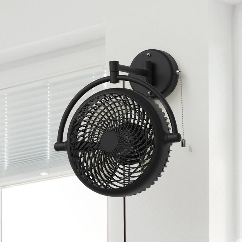 10-inch Industrial Walnut Indoor Wall Mount Fans with Plug in Cord - Black