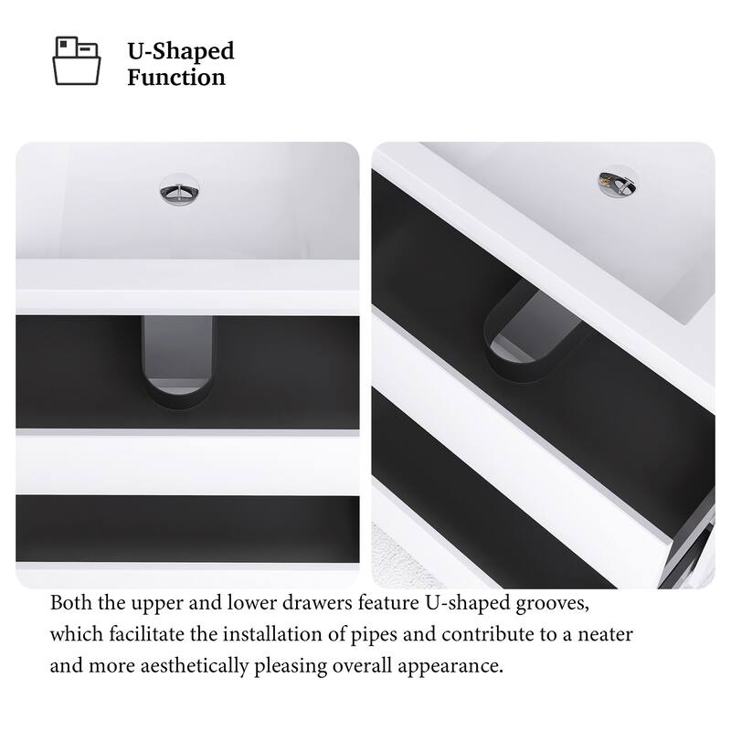 Floating Bathroom Vanity with Integrated Resin Top