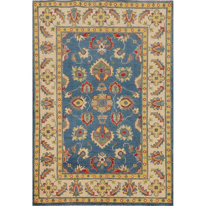 Blue Oushak Oriental Accent Rug Hand-Knotted Wool Carpet - 3'3" x 4'11"