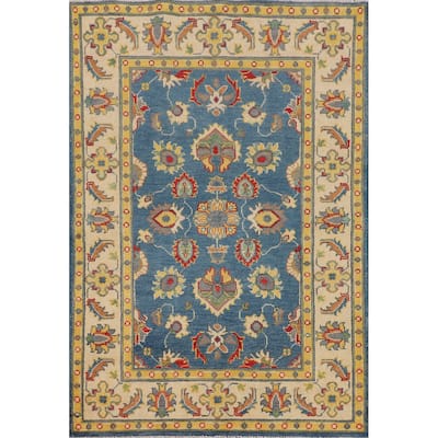 Blue Oushak Oriental Accent Rug Hand-Knotted Wool Carpet - 3'3" x 4'11"