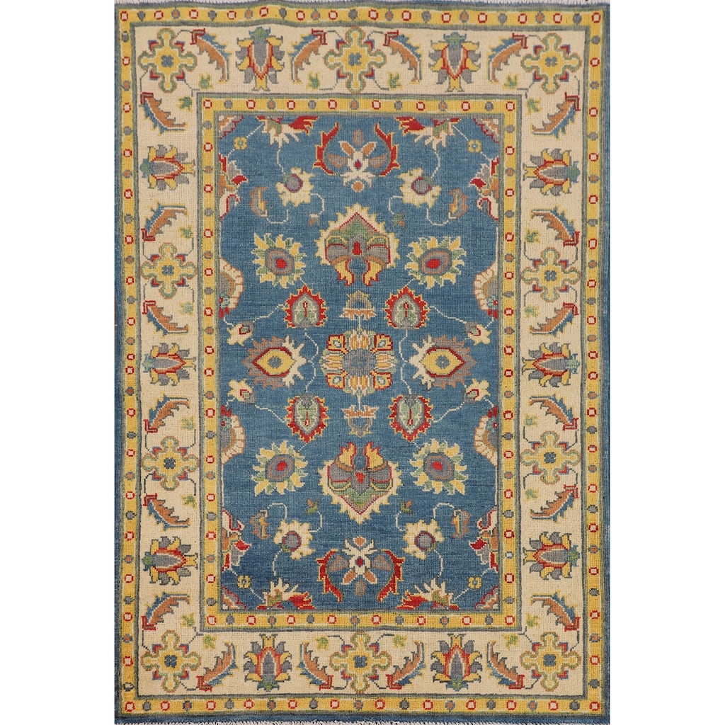 Blue Oushak Oriental Accent Rug Hand-Knotted Wool Carpet - 3'3" x 4'11"