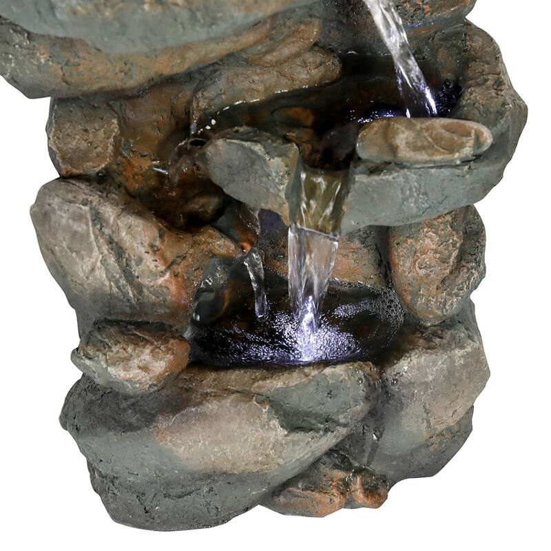 4 Tier Indoor Water Fountain Resin Rockery for Home Office