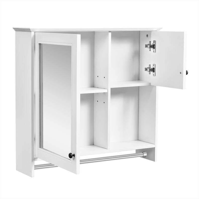 Bathroom Wall Cabinet with Mirrored Door, Wall Mounted Medicine Cabinet with Adjustable Shelves, Over Toilet Storage Cabinet