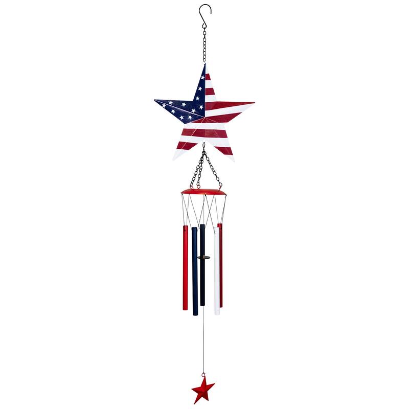 Stars and Stripes Patriotic Outdoor Garden Windchime - 36" - Multi