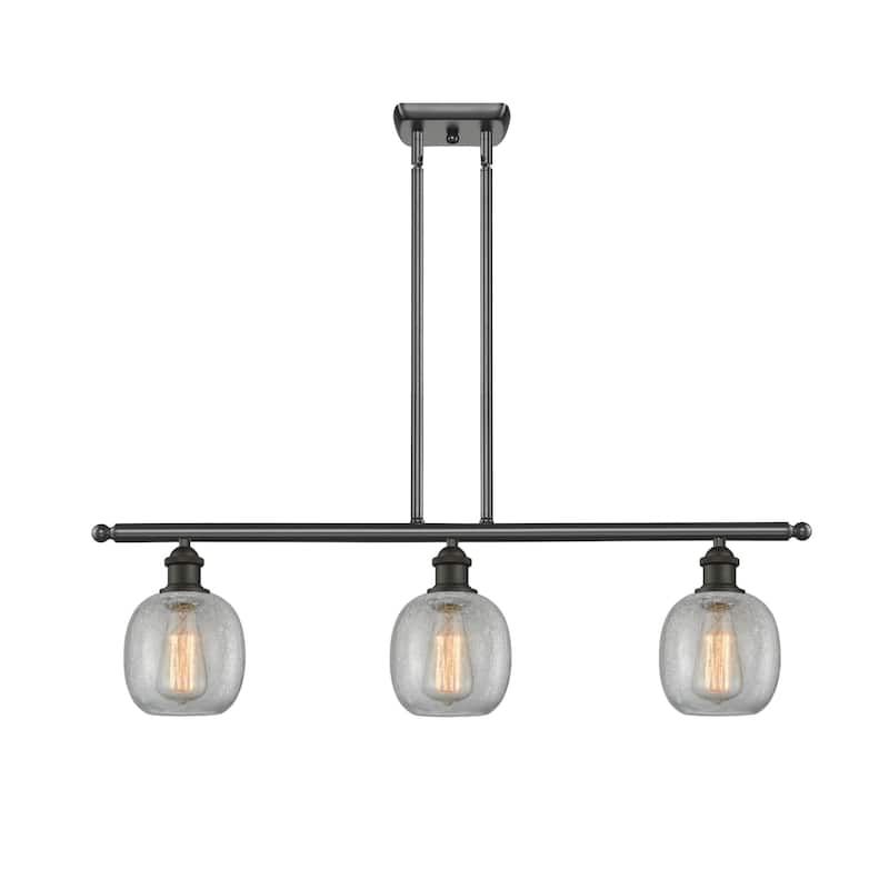 Innovations Lighting Belfast 3 Light 36" Wide Linear Chandelier - Oiled Rubbed Bronze / Clear Crackle