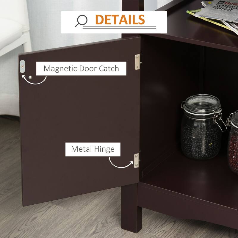 Multifunctional Sideboard Coffee Bar Buffet Cabinet with 12-Bottle Wine Rack & Adjustable Shelves
