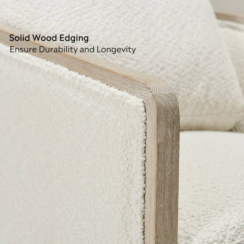 KINWELL 31"W Oak Frame Upholstered Swivel Barrel Armchair