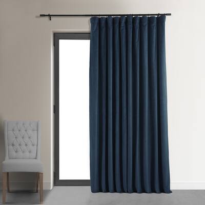 Exclusive Fabrics Midnight Blue Velvet Blackout Extra Wide Curtain (1 Panel)