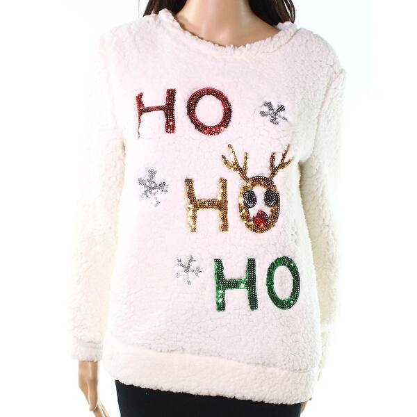 Shop Chance Or Fate White Women Medium M Sequin Ho Ho Ho Pullover