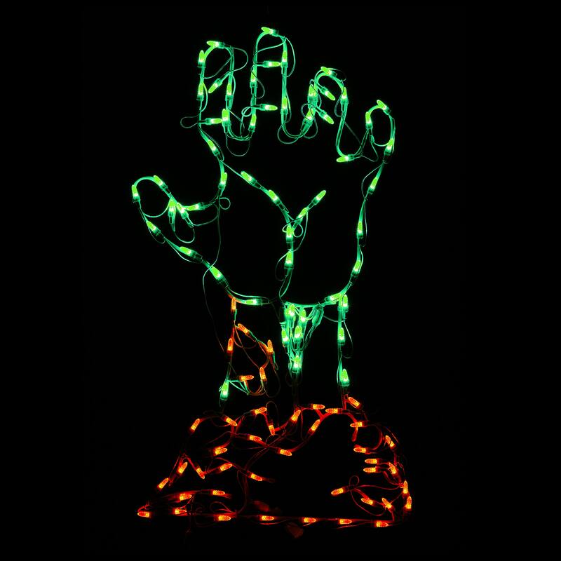 National Tree Company Halloween Lighted Sign Decoration, White, Zombie Hand, LED Lights, Plug In, 3 Feet