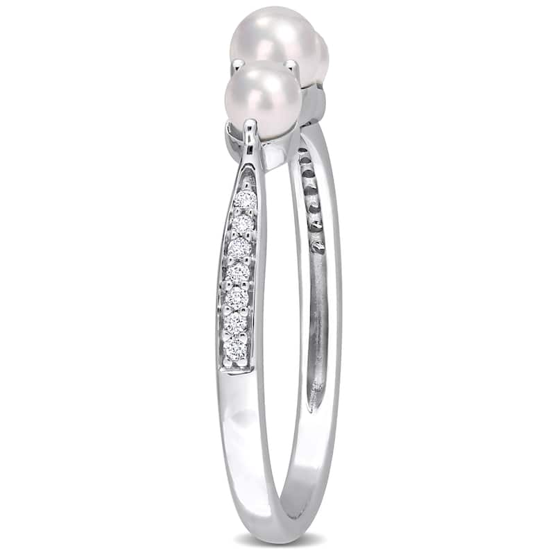 Miadora Cultured Freshwater Pearl Diamond Accent 3-Stone Ring 14k White Gold