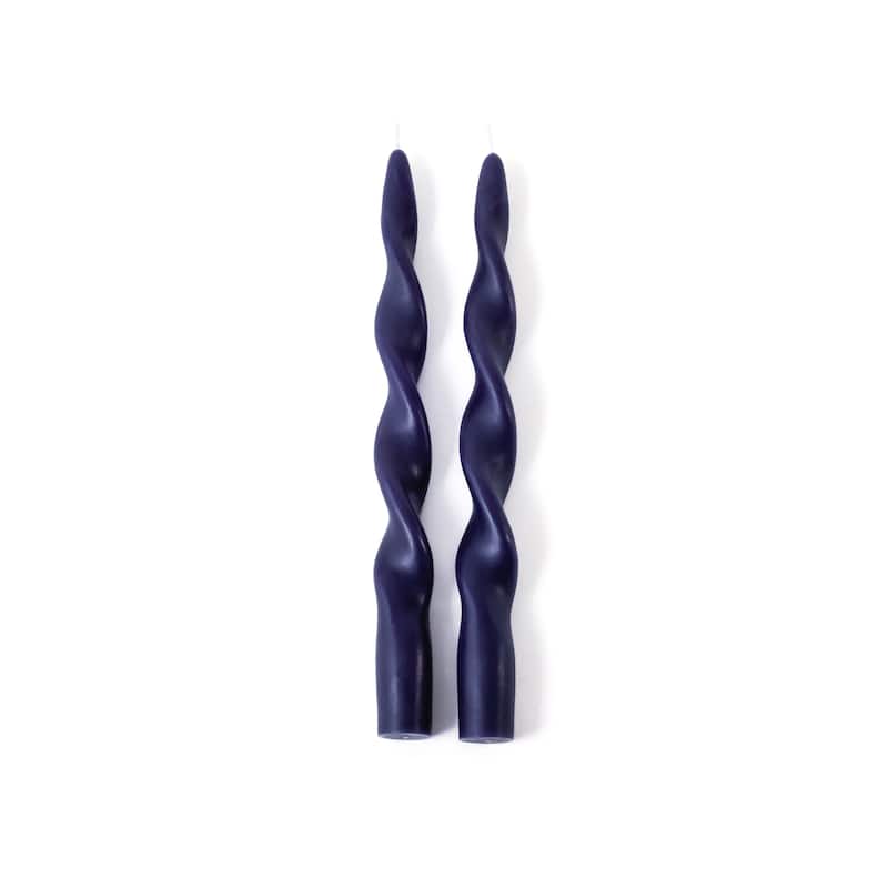 Lumière Twist Formal Taper Candles, Set of 12 - Holiday Table Décor - Twilight Indigo - 10"
