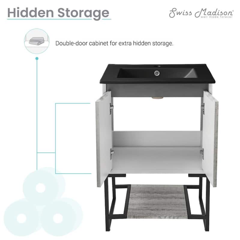 Swiss Madison SM-BV142MB Marseille 24" Free Standing Single Basin