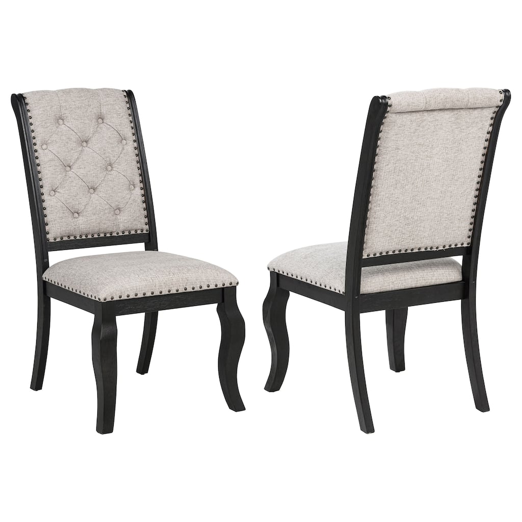 Phelps Upholstered Dining Side Chair Tan Distressed Noir (Set of 2)