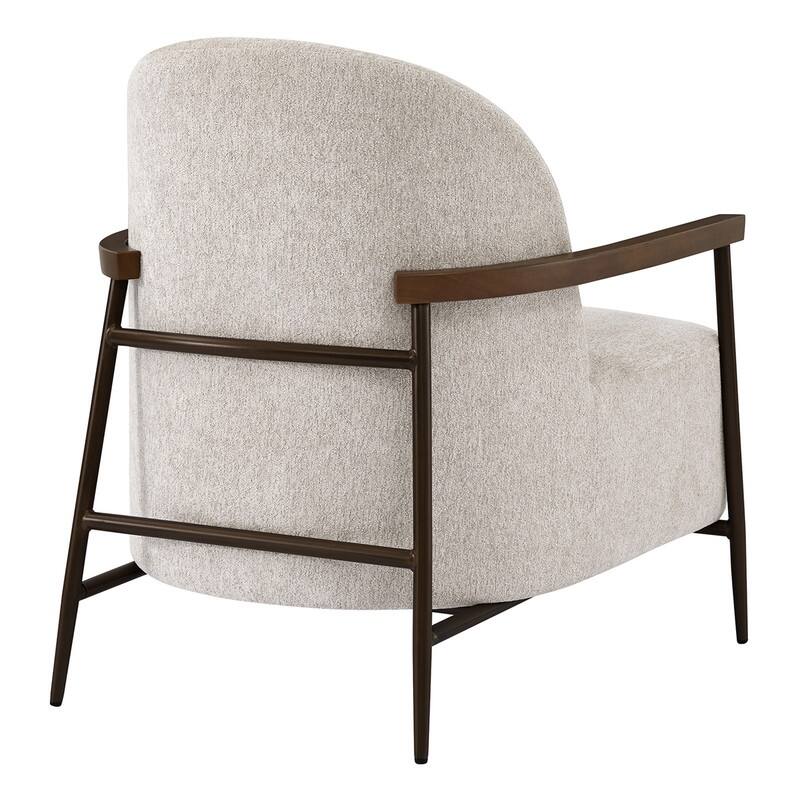 Spruce & Spring Anthony Modern Upholstered Faux Sherpa Chair with Wood Arms&Metal Legs