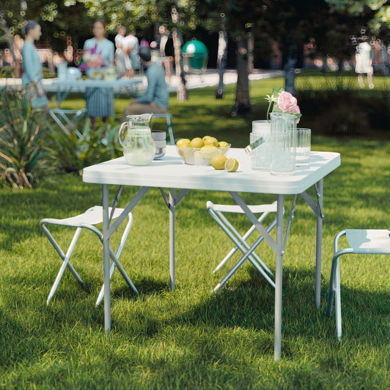 2.85-Foot Square Plastic Folding Table - Event Folding Table - 34.25"D x 34.25"W x 29.5"H