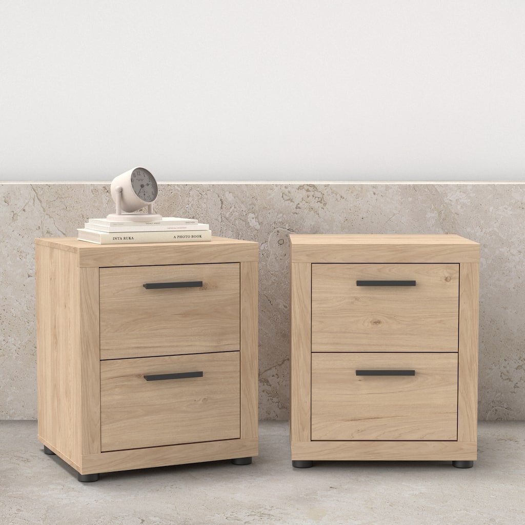 Porch & Den Mira 2 Drawer Nightstand - Set of 2, Jackson Hickory