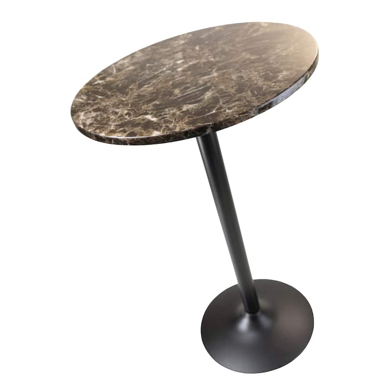 Cora Round Pub Table, Black and Faux Marble - 23.62 x 23.62 x 39.76 inches
